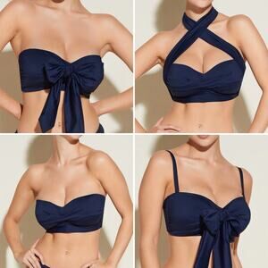 Cosabella Vita Marina Bandeau Navy Convertible Bikini Top Small NWT